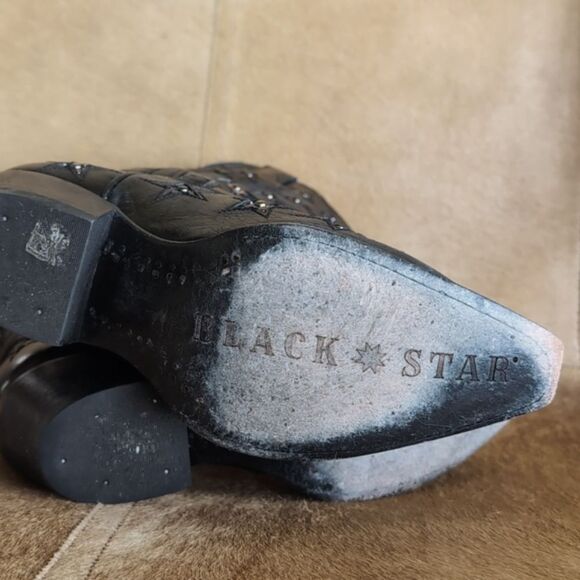 Black Star Women's  Marfa Cowboy Boot With Star Stud Inlay Size 8  1/2 🖤 Black - Picture 5 of 16